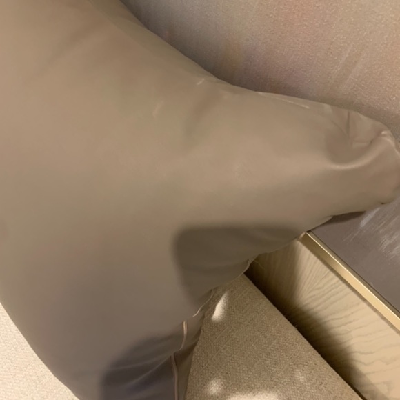 Taupe Leather Decorative Pillow - Picture 3 of 3